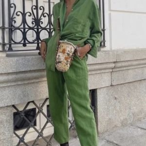 Zara Raffia Wicker Floral Embroidered Crossbody Bag